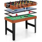 Table multi - jeux 4 en 1 costway - baby foot enfantping pongbillardair hockey - 125x97x83 cm - en bois ...