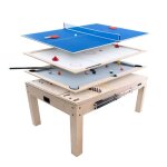 Table multi jeux 7 en 1 ch�ne billard anglais ping pong air hockey �checs
