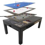 Table multi jeux 7 en 1 gris billard anglais ping pong air hockey �checs