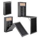 Table murale pliable bureau mural rabattable mdf 156 cm gris 03 0004359