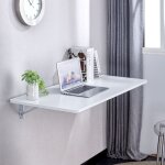 Table murale pliante pour petits espaces bureau d?appoint rabattable mdf blanc pour cuisine ou home office ...