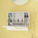 Table murale rabattable - mdf - etagère intégrée - pliable - capacité 20kg Table murale rabattable - mdf - etagère intégrée - pliable - capacité 20kg