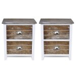 Table de nuit chevet commode armoire meuble chambre 2 pcs avec 2 tiroirs marron et