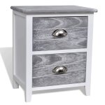 Table de nuit chevet commode armoire meuble chambre 38 x 28 x 45 cm mdf gris et blanc