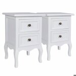 Table de nuit chevet commode armoire meuble chambre 2 pcs avec 2 tiroirs mdf blanc