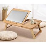 Table pour ordinateur portable en bambou pliable plateau pour ordinateur portable table dappoint inclinable ...