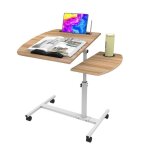 Table pour ordinateur portable dhhozamz - hauteur réglable - 4 roulettes - marron Table pour ordinateur portable dhhozamz - hauteur réglable - 4 roulettes - marron