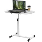 Table pour ordinateur portable - dhhozamz - table pliante avec roulettes et cadre pivotant - blanc Table pour ordinateur portable - dhhozamz - table pliante avec roulettes et cadre pivotant - blanc