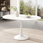 Table ovale � manger extensible ronde 100 - 140 cm blanche 4 - 6 personnes en mdf
