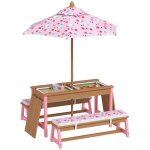 Table pique - nique enfant avec bancs - aiyaplay - coussins parasol pliable bo�tes de rangement amovibles ...