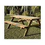 Table de pique - nique - suinga - 177x152 cm - bois de pin autoclavé - bancs pliants - extérieur Table de pique - nique - suinga - 177x152 cm - bois de pin autoclavé - bancs pliants - extérieur