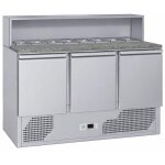 Table � pizza r�frig�r�e 3 portes avec saladette - 1365 mm - plan granit - 402l - + 2 / + 8�c - gn 1 ...