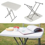 Table pliante ajustable - blanc - pliable - rectangulaire - 4 personnes