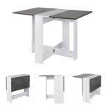 Table pliante en bois firnose - style moderne - blanc / bton - 4 places - 76 x 103 x 73 cm