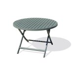 Table de jardin ronde pliante en aluminium - kaki