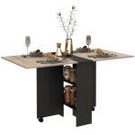 Homcom - table pliante de cuisine - panneaux de particules - 75x140x74cm - chêne et noir Homcom - table pliante de cuisine - panneaux de particules - 75x140x74cm - chêne et noir