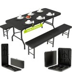 Table pliante ext�rieur en simili - rotin ? ensemble pliant portable avec 2 chaises installation rapide ...