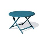 Table de jardin pliante marius (diam. 110 cm) en aluminium - bleu canard