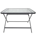 Table pliante en m�tal anthracite et plateau en verre tremp� - christina
