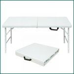 Table pliante portable robuste - avec poign�e hauteur r�glable multifonction 150kg ? blanc