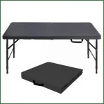 Table pliante robuste ajustable 125cm - portable avec poign�e - noir