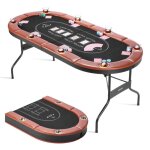 Table de poker pliable de 183 cm pour 8 joueurs - vevor - table de casino ovale pour blackjack et texas ...