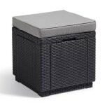 Table - pouf de jardin keter - allibert by keter - cube avec coussin - gris graphite - 471 l