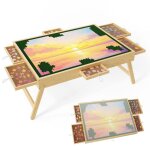 Table de puzzle 1000 pi�ces en bois surface felt�e anti - d�rapant 6 tiroirs de tri angle inclinable ...
