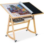 Table de puzzle de 1500 pi�ces avec pieds et housse chevalet r�glable en bois avec �tag�re de rangement ...