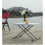 Table rabattable - hombuy - petite table rectangulaire - pliable - r�glable en hauteur - blanc - 76 * ...