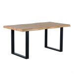 Table rectangulaire 160x90 cm effet bois pieds en m�tal design moderne pour 6 personnes pour cuisine ...