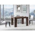 Table rectangulaire extensible 4 � 10 personnes l 130 � 234 cm bois fonc� ribo 2 pieds