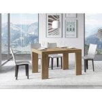 Table rectangulaire extensible 4 � 18 personnes l 130 � 390 cm bois clair ribo 2 pieds