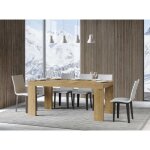 Table rectangulaire extensible 6 à 12 personnes l 180 à 284 cm bois clair ribo 2 pieds Table rectangulaire extensible 6 à 12 personnes l 180 à 284 cm bois clair ribo 2 pieds