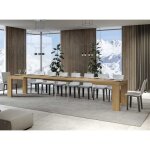 Table rectangulaire extensible 6 à 20 personnes l 160 à 420 cm bois clair ribo 2 pieds Table rectangulaire extensible 6 à 20 personnes l 160 à 420 cm bois clair ribo 2 pieds