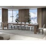 Table rectangulaire extensible 6 à 20 personnes l 160 à 420 cm bois foncé ribo 2 pieds Table rectangulaire extensible 6 à 20 personnes l 160 à 420 cm bois foncé ribo 2 pieds