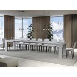 Table rectangulaire extensible 6 à 20 personnes l 160 à 420 cm gris béton ribo 2 pieds Table rectangulaire extensible 6 à 20 personnes l 160 à 420 cm gris béton ribo 2 pieds