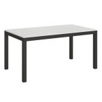 Table rectangulaire extensible 6 à 20 personnes l 180 à 440 cm blanc frêne et métal anthracite evy Table rectangulaire extensible 6 à 20 personnes l 180 à 440 cm blanc frêne et métal anthracite evy