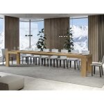 Table rectangulaire extensible 6 à 20 personnes l 180 à 440 cm bois clair ribo 2 pieds Table rectangulaire extensible 6 à 20 personnes l 180 à 440 cm bois clair ribo 2 pieds