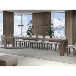 Table rectangulaire extensible 6 � 20 personnes l 180 � 440 cm bois fonc� ribo 2 pieds