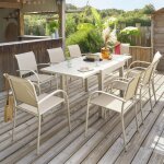 Table de jardin extensible piazza argile 8 places en aluminium trait en epoxy - hespride