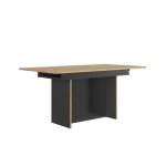 Calicosy - table rectangulaire pied fût extensible 1 allonge raphael - l160 cm - noir Calicosy - table rectangulaire pied fût extensible 1 allonge raphael - l160 cm - noir