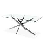 Table rectangulaire en verre et pied chrom alix
