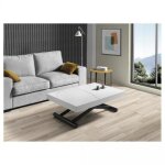 Table relevable extensible activa + 120(214) x 70 x 38(77) cm pied noir plateau c�ramique blanc