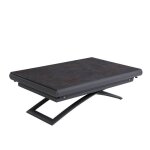 Table relevable extensible mirage cramique marbre anthracite pied mtal graphite