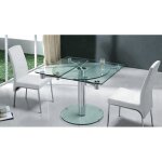 Table de repas diabolo verre clear allonges automatique