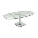 Table de repas extensible groove plateau et allonge en verre trempé Table de repas extensible groove plateau et allonge en verre trempé