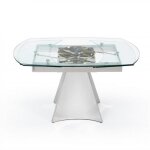 Table de repas extensible watch plateau verre transparent piétement métal chromé Table de repas extensible watch plateau verre transparent piétement métal chromé