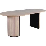 Table de repas ovale - bianca - 200 x 90 cm - noir et naturel - 8 places - cuisine