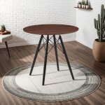 Table de repas ronde scandinave 80x80x75 cm noyer - scandi